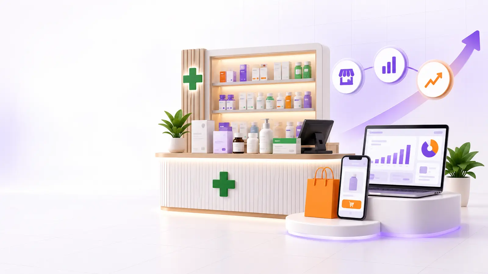 Apotek modern yang mengelola toko marketplace, katalog, dan data penjualan